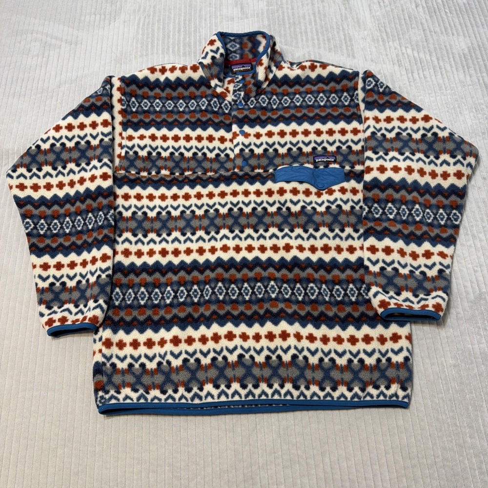 Patagonia cliff underwater Aztec synchilla pullover snap t fleece Large